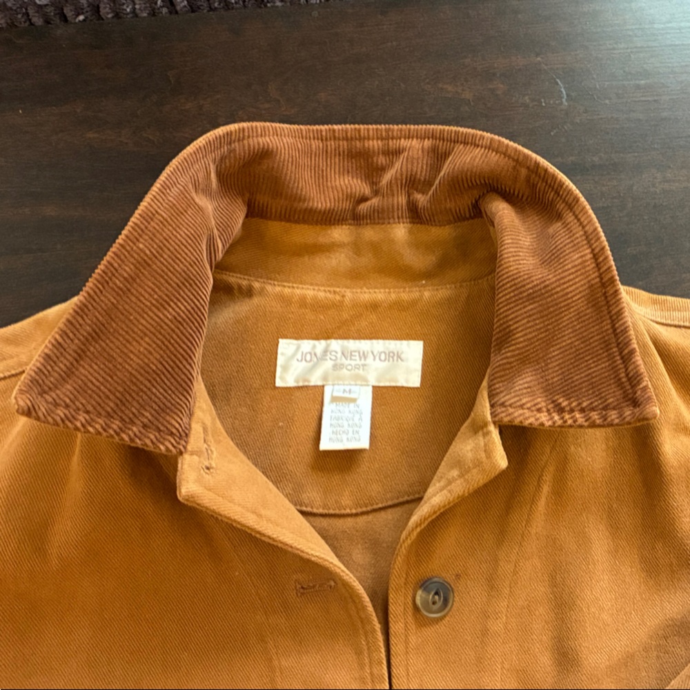 Jones New York Caramel Tan Brown Jacket with Corduroy Details - Picture 9 of 13